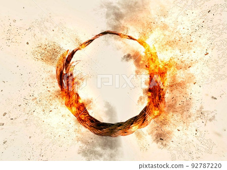 Illustration of a burning ring of fire 92787220