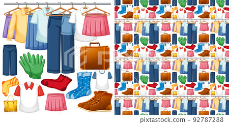 Seamless background design with cloth theme on white background Seamless background design with cloth theme on white background 92787288