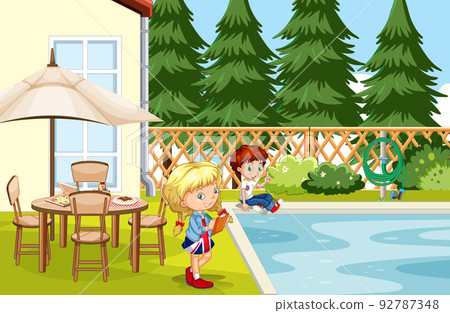 Scene with children in the park - Stock Illustration [92787348] - PIXTA