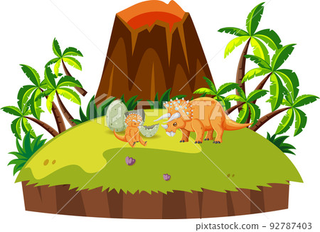 Scene with dinosaur cartoon 92787403