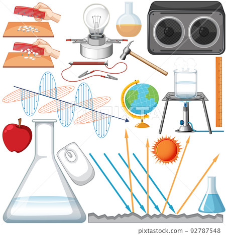Many science equipments on white background Many science equipments on white background 92787548