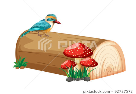 A bird with nature element on white background 92787572