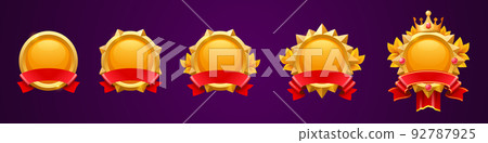Golden game avatar frames, award badges, ui icons 92787925