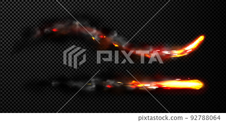 Missile effect, rocket fire trails with smoke 92788064