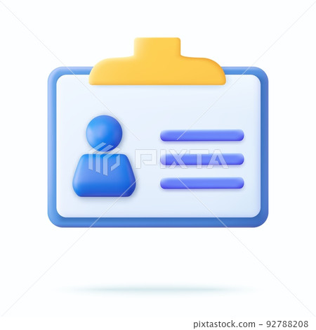 Badge with personal data 3d icon. Badge with personal data 3d icon. 92788208