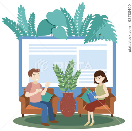 People spending time in the living room People spending time in the living room 92788400