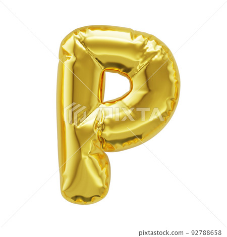 Letter P shiny golden inflatable balloons 92788658