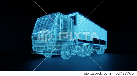 Wireframe truck model with cargo 92788709