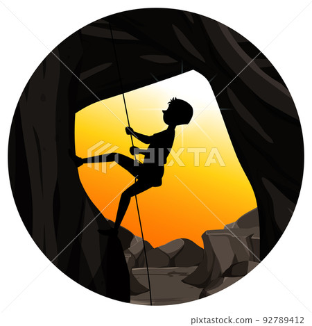 Silhouette rock climbing badge Silhouette rock climbing badge 92789412