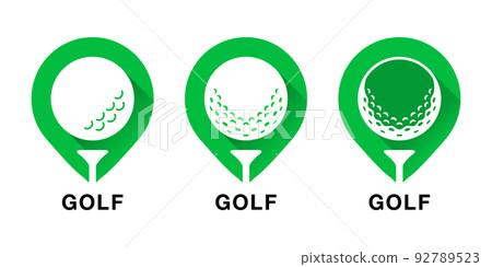 Golf ball and tee emblem badge, green vector icon illustration stock Golf ball and tee emblem badge, green vector icon illustration stock 92789523
