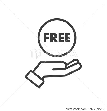 Coin and hand icon with FREE letters-free / free image material 92789542