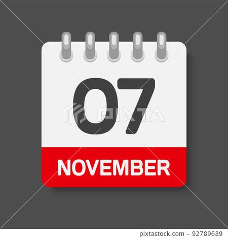 Icon day date 7 November, template calendar page 92789689