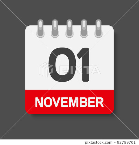Icon day date 1 November, template calendar page Icon day date 1 November, template calendar page 92789701