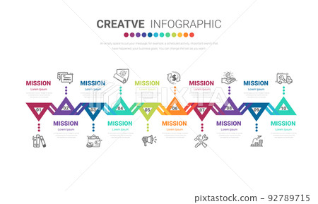 Infographic design template with numbers 10 option can be used for workflow layout, diagram, number step up options.  92789715