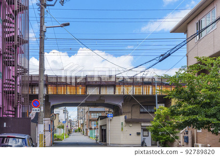 JR Hanwa Line underpass Nostalgic townscape like the Showa 40's JR Hanwa Line underpass Nostalgic townscape like the Showa 40's 92789820