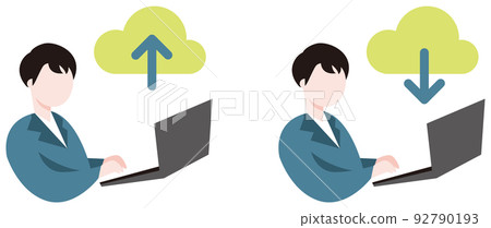 在雲中發送和接收數據的人的商業插圖 92790193