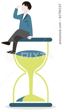 Business illustration of a person sitting on an hourglass 92790197