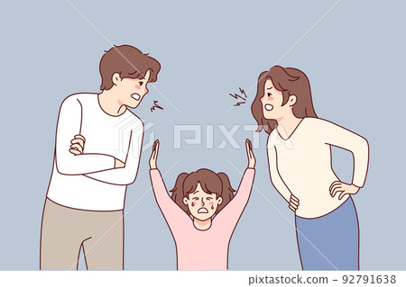 Unhappy kid suffer from kids fighting  92791638