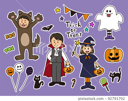 Illustration set of children in Halloween costumes 92791702