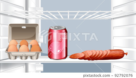 An inside the refrigerator with food 92792076