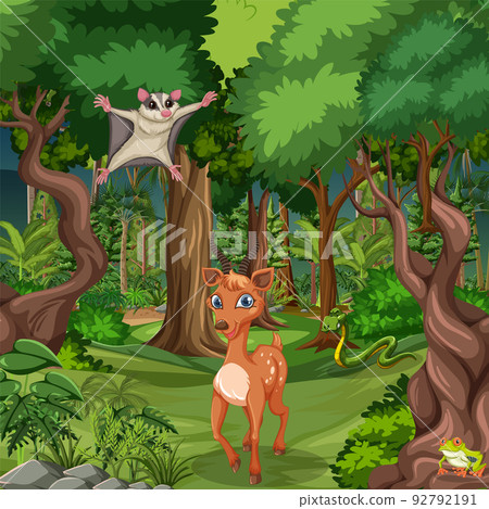 Wild animals in the forest scene Wild animals in the forest scene 92792191