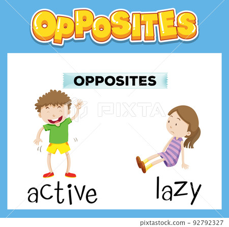Opposite English words with active and lazy 92792327