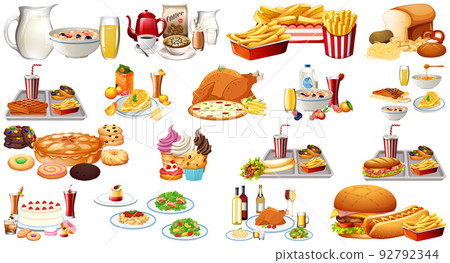 Foods And Beverages Set - Stock Illustration [92792344] - PIXTA