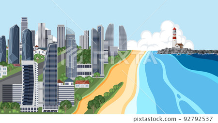 Aerial view of the houses near the beach Gold Coast Australia 92792537