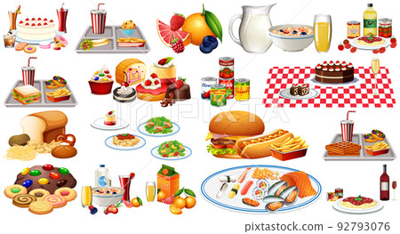 Foods and beverages set 92793076