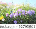 色彩柔和的花朵景觀 92793601