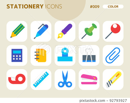 Color style icon set related to stationery_009 92793927