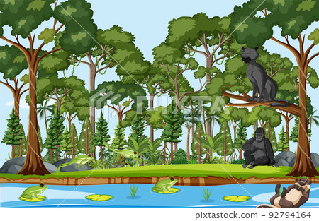 Nature forest scene with wild animals 92794164