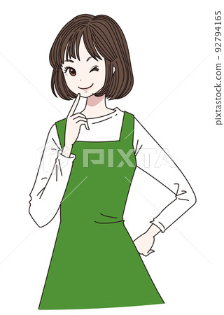 Apron woman winking 92794165
