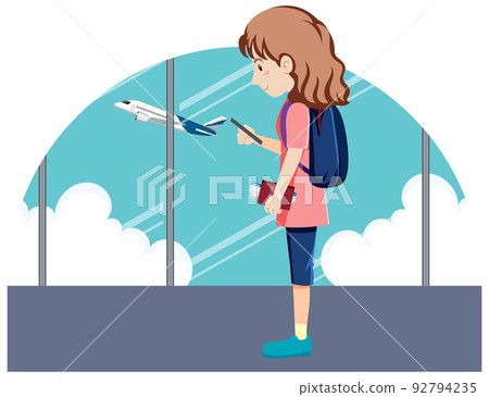 Simple character of tourist woman Simple character of tourist woman 92794235
