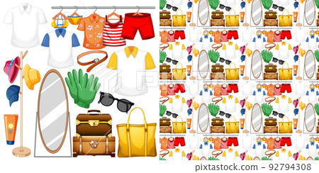 Seamless background design with cloth theme on white background 92794308