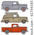 Three classic delivery cars 92794385