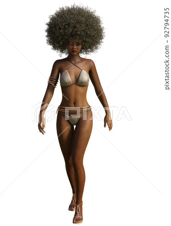 3D Dark skin girl in leopard bikini 3D Dark skin girl in leopard bikini 92794735