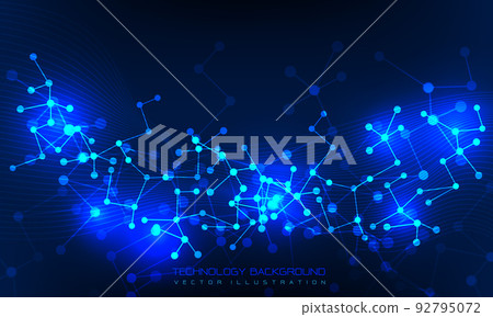 Abstract technology connect blue polygon DNA lines dots geometric background vector 92795072