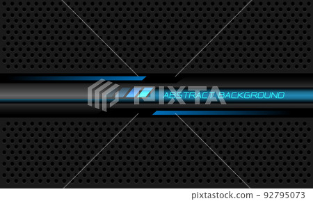 Abstract blue black banner cyber on grey metallic circle mesh pattern design modern futuristic background vector 92795073