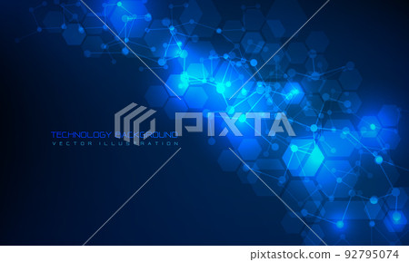 Abstract technology connect blue polygon DNA lines dots geometric background vector 92795074