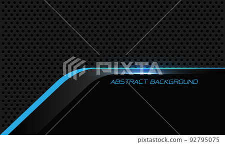 Abstract blue line cyber black on grey metallic circle mesh pattern design modern futuristic background vector 92795075