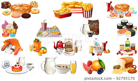 Foods and beverages set 92795170