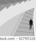 Black and white architectural illustration with a girl person in the form of a silhouette 92795328