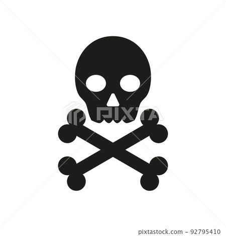 Skull and crossbones icon on white background, vector 92795410