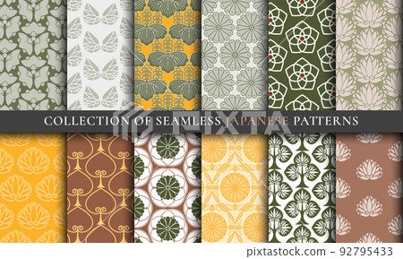 Japanese Asian spring traditional seamless patterns collection set Japanese Asian spring traditional seamless patterns collection set 92795433
