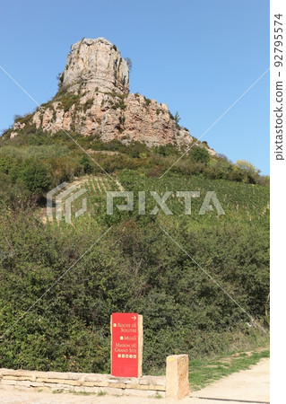 Rock of Solutre with vineyards, Burgundy, France 92795574