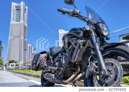 Touring Yokohama on a large American motorcycle No people Touring Yokohama on a large American motorcycle No people 92795608