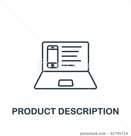 Product Description icon. Monochrome simple icon for templates, web design and infographics Product Description icon. Monochrome simple icon for templates, web design and infographics 92795714