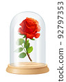 vector red rose, glass flask 92797353