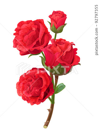 vector realistic rose flower art - Stock Illustration [92797355] - PIXTA